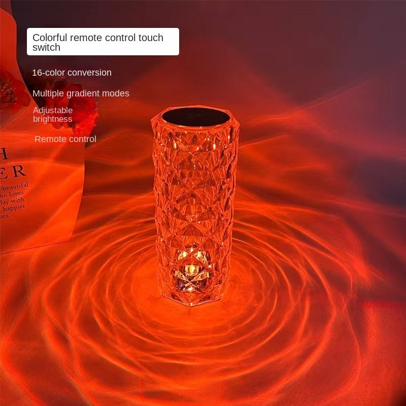 🌸 Lampe de Table LED Cristal avec Télécommande et Haut-Parleur Bluetooth